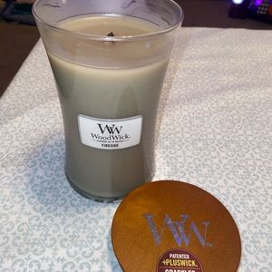 Used Large Hourglass Woodwick Fireside Candle